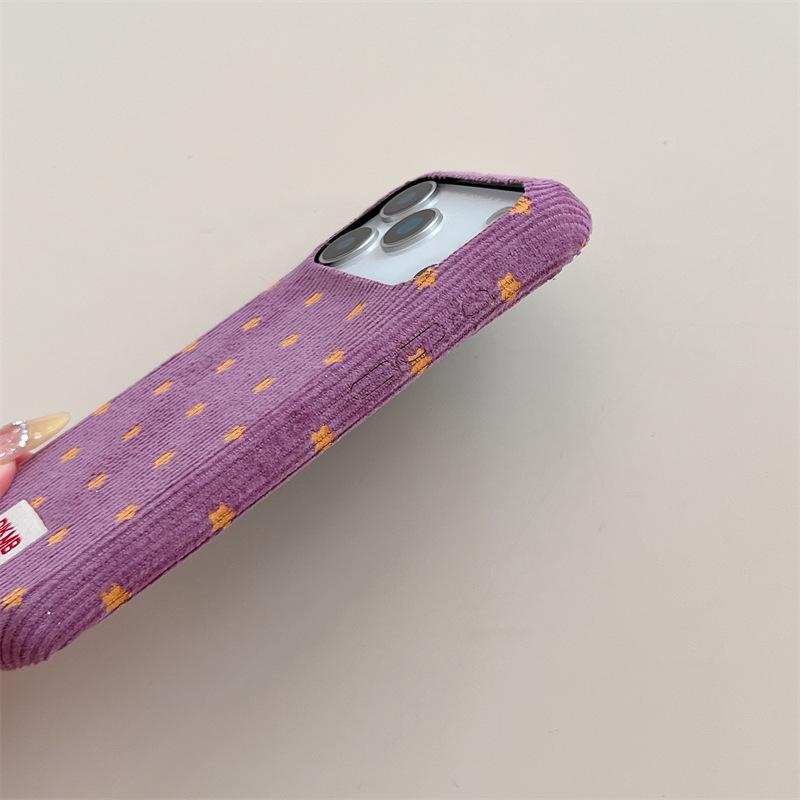 Retro Yellow Star Fabric Phone Case for iPhone 15, iPhone 16, iPhone 17 Pro Max