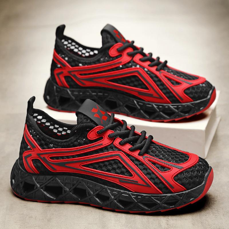 Men's Summer Hollow Breathable Mesh Sports Running Shoes Light and Comfortable Casual Youth Mesh Shoes