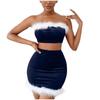 Women's Sexy Lingerie Christmas Dress Flannel Plush Sling Split  Suit