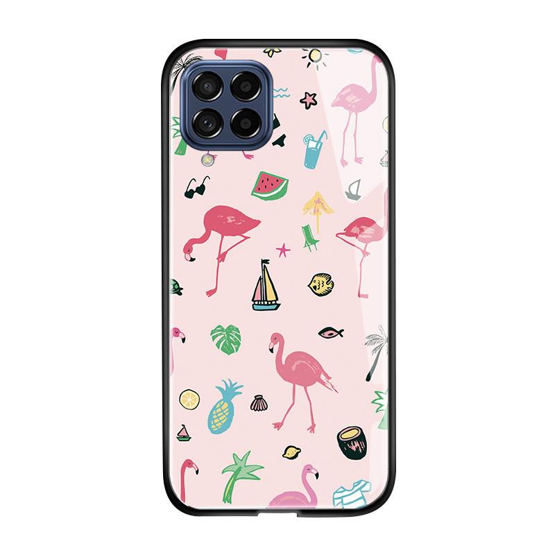 For Samsung A15 A35 A55 A73 S24 Xiaomi 13T 12T 11T Redmi Note 13 Pro 12 11 Pro 12S iPhone 16 15 14 Cute Pink Flamingo Case Shockproof Glass Cover