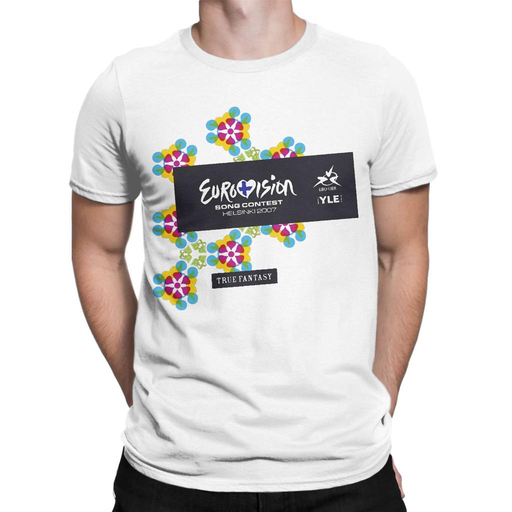 Pánske tričká Eurovision Song Contest 2007 Čistá bavlna Zábavné tričká s krátkym rukávom a okrúhlym výstrihom Originálne tričko