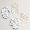 New Christmas Cookie Cutters Snowman Reindeer Shaped Christmas Themed Pressable Biscuit Mold Cookie Stamp Embosser Baking Pastry