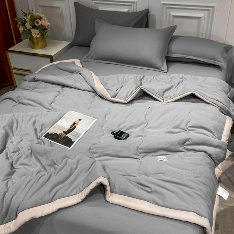 new summer washed cotton summer quilt machine washable summer cool quilt solid color skin-friendly air conditioner quilt