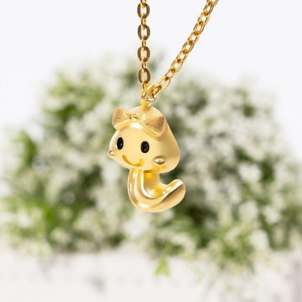 Porti 24k Gold Snake Ribbon Stone Necklace 1.875g