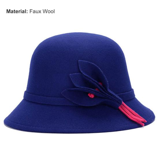 Women Hat Eye-catching British Style Faux Wool Vintage Felt Bowler Women Hat for Autumn
