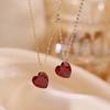 18K Gold-Plated Sterling Silver Three-Dimensional Red Heart Pendant Necklace for Women