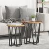 2-Piece Round Side Table Set, Wooden Coffee Tables with Metal Frames, Living Room Decoration Table Set