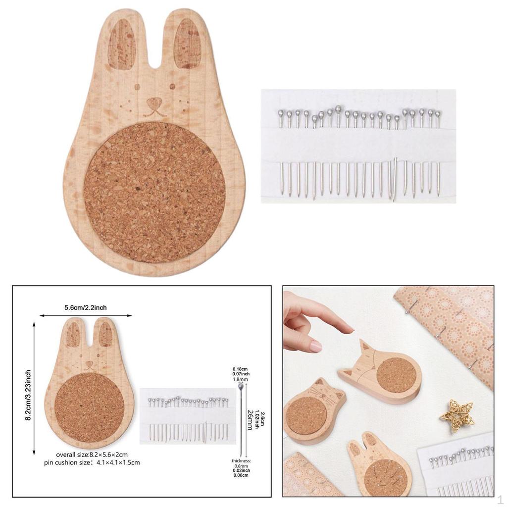 Pin Cushion Needle Organizer Wooden Crafting Supplies Lightweight Holder Pad for