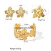 Atoztide Gold Color Vintage Flowers Bracelet Earring Ring Jewelry Set for Women Stainless Steel Exquisite Flower Set Daily Gift