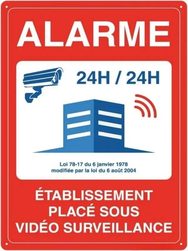 Hisun Tin Sign HD Tin Sign Bilingual Security Warning Wall Decor Retro French English Video Surveillance Metal Poster for Business Home