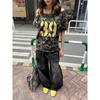 2025 Summer Women's Slim Fit Camouflage One-Shoulder T-Shirt