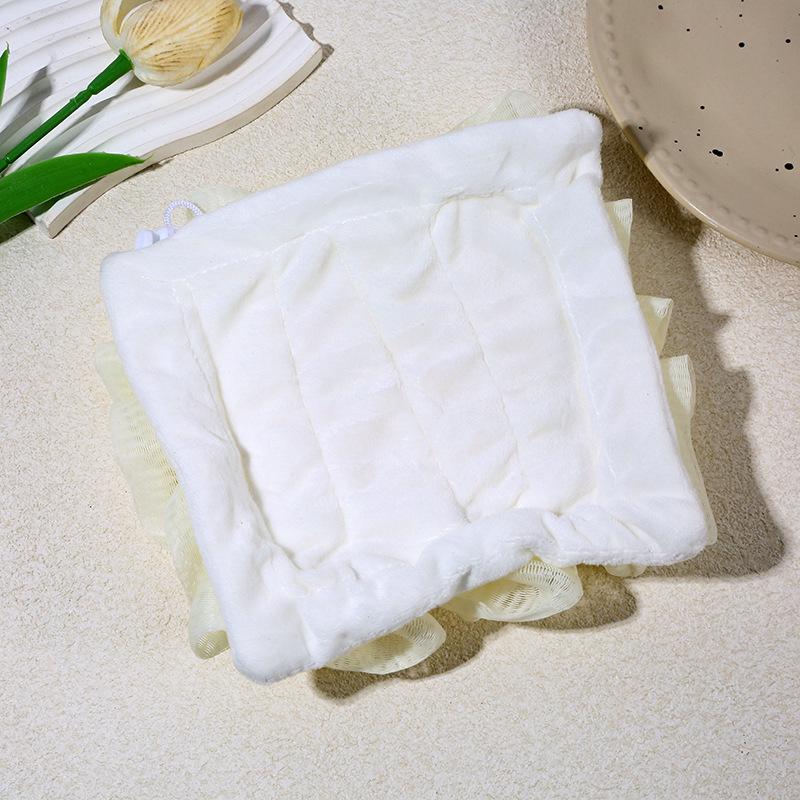 Double-Sided Bath Flower: Soft Foaming Net & Soap Holder Scrubber