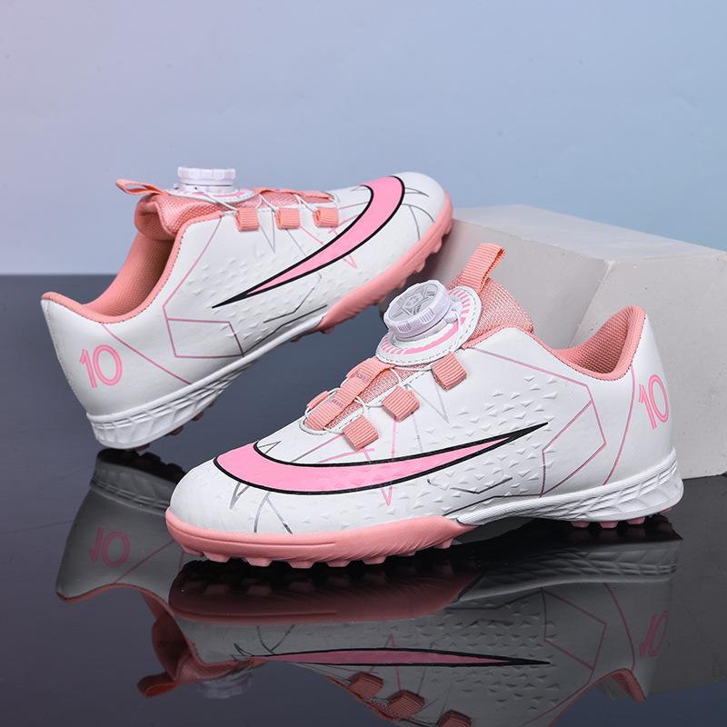Lace-up Soccer Shoes Boys and Girls World Cup Shattered Nails Rotating Buttons Elementary School Students Training Sports Shoes