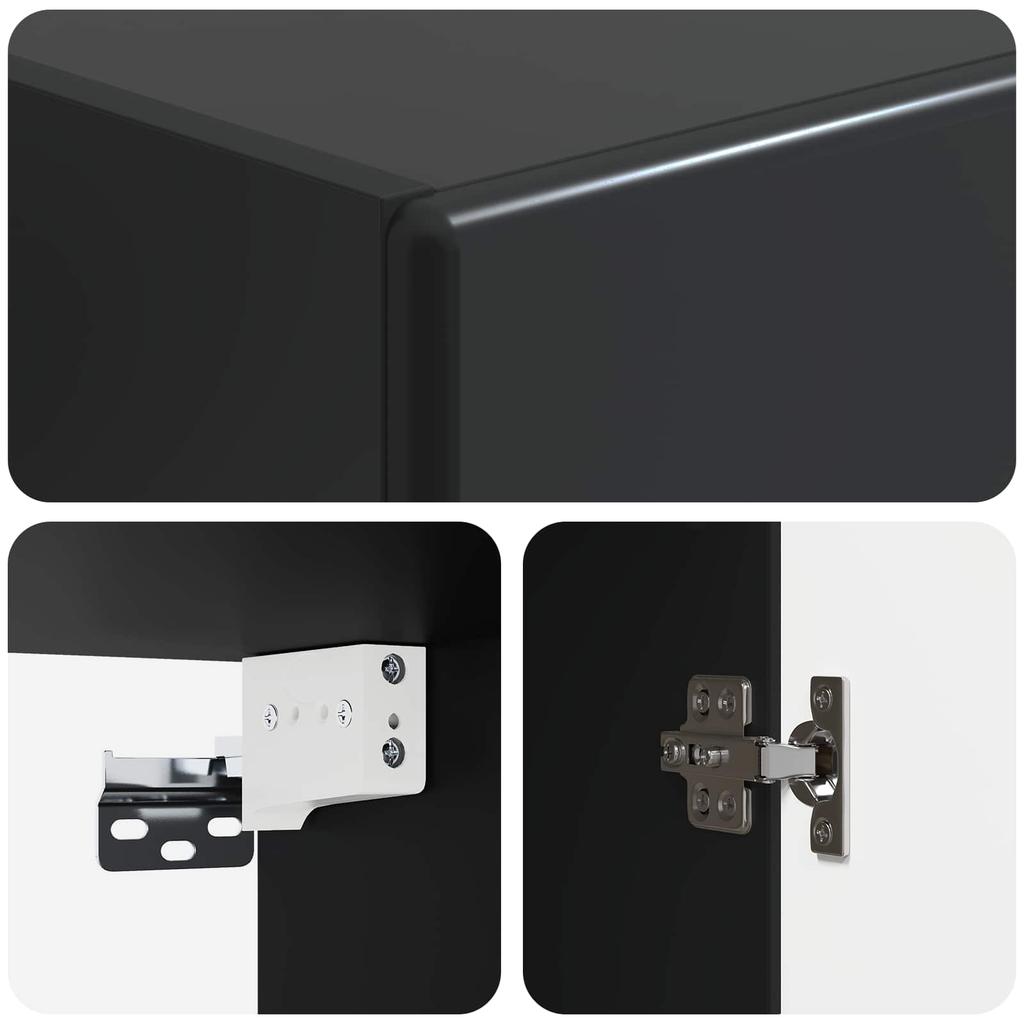Wall Mounted Cabinet Black 33 x 34.5 x 90 cm Particleboard