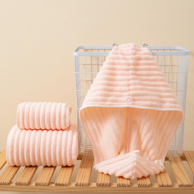 Candy Stripe Coral Fleece Towel - Thick, Absorbent, Non-Shedding Velvet Bath Towel for Daily Household Use