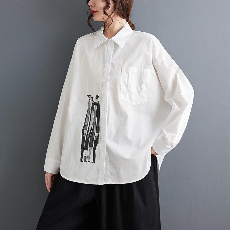 DIMANAF 2024 Plus Size New Spring.Style Blouse Vintage Retro Design Short Sleeve Casual Shirt Women Loose Shirt Geometric Print Half Sleeves Shirt