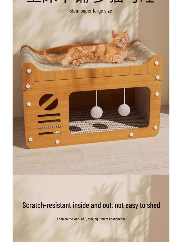 Durable Cat Scratching Board & Bed: Four-Season, Anti-Scratch, Non-Shedding Toy & Sofa