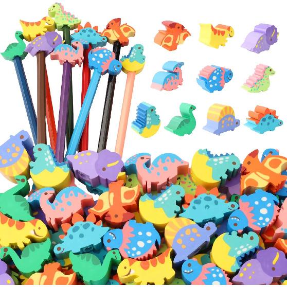 28Pcs Pencil Top Erasers for Kids Cute Randow Eraser Caps Pencil Top Erasers Bulk Erasers Toppers for School Party Favors Back to School Supplies