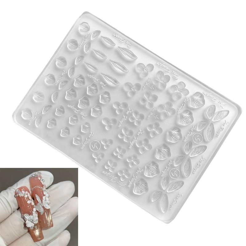 Flexible Silicone Nail Art Mold With 3D Butterfly And Leaf Embossing For Individualized Designs Thin And Washable