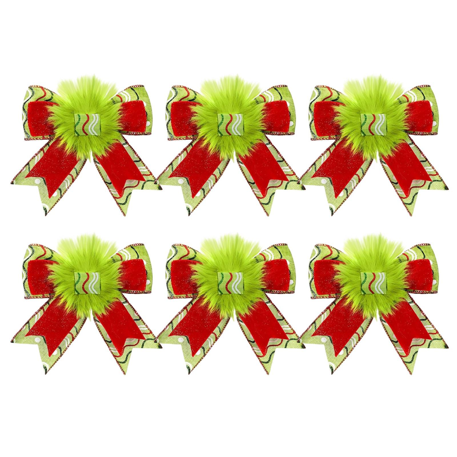 

The Red And Green Christmas Bow Christmas Tree Is Decorated With A Lime Green Wreath, A Velvet Bow, And A Tree Top Ribbon. One Size
