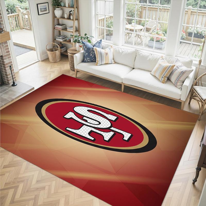 San Francisco 49ers Design Kristall Samt Teppich Gemütlich Nicht?Rutschfester Teppich mit Aufdruck für Schlafzimmer Wohnzimmer Eingang