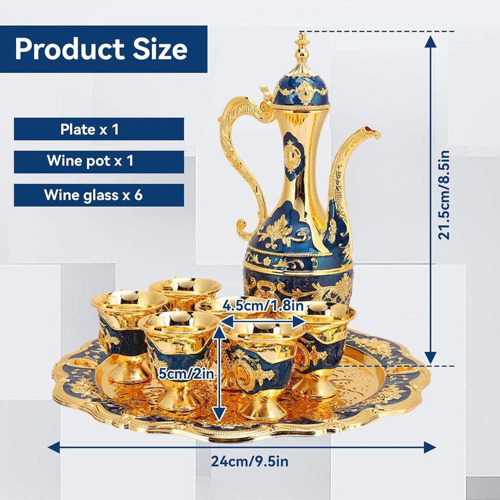 Tea Sets, Vintage Coffee Pot Set with 6 Coffee Cup and Tea Tray Luxury Teapot Set Tea Party Set Art Crafts Wedding Gift