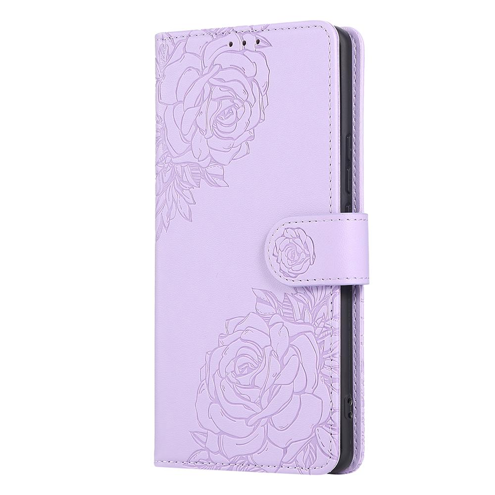 For Samsung Galaxy A07 4G/A06 4G/A06 5G Case Rose Flower PU Leather Wallet Phone Cover with 3 Card Slots/Wrist Strap