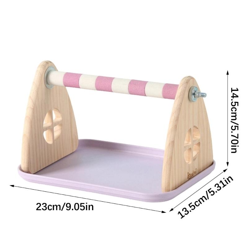 Solid Wood Parrots Resting Perch Sanded Surfaces Design Trimming Stand For Nail Beak Trimming And Interaction Activity Toy