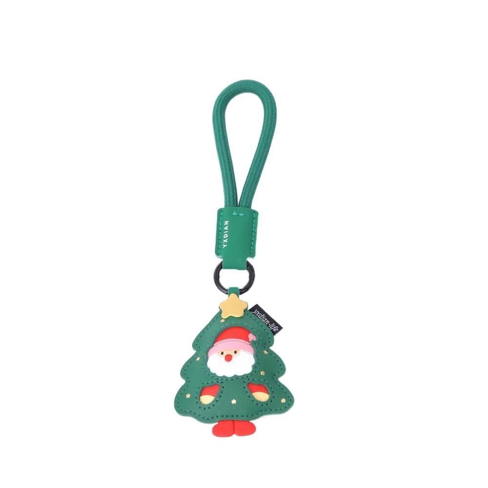 Waterproof Santa Claus Keychain Sewn Leather Elk Pendant Small Gift Christmas Key Ring  Women