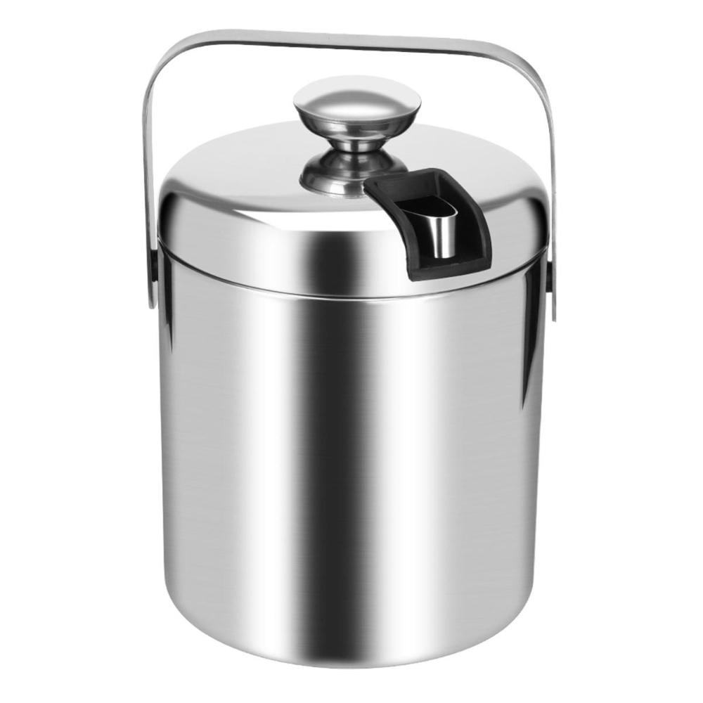 Kitchen Double Walled Wine Beer Bar Ice Bucket Ice Cube Container With Tongs And Lid Cooler