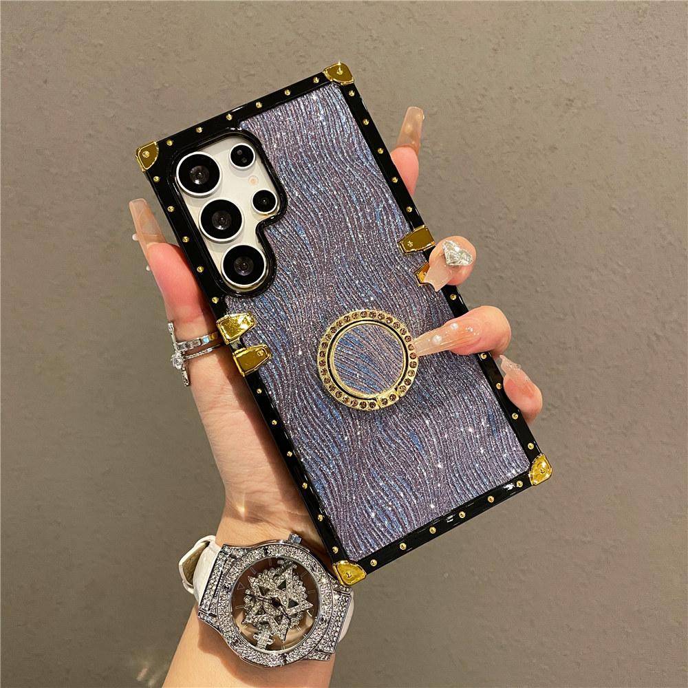Luxury Ring Stand Case For Samsung Galaxy S25 Edge S24 S23 Ultra S24FE S25Plus Bracket Bling Cover Fundas