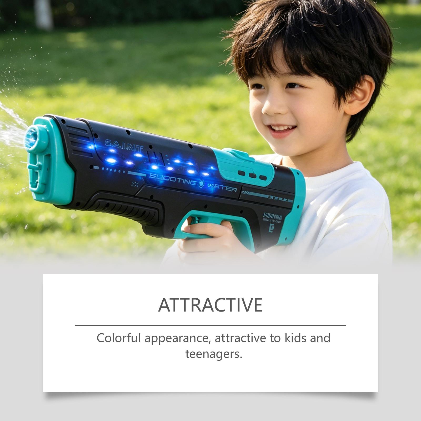 

Electric Water Gun with LED Lights Battery Operated High Capacity Water Blaster for Outdoor Water Play Summer Fun One Size чорний