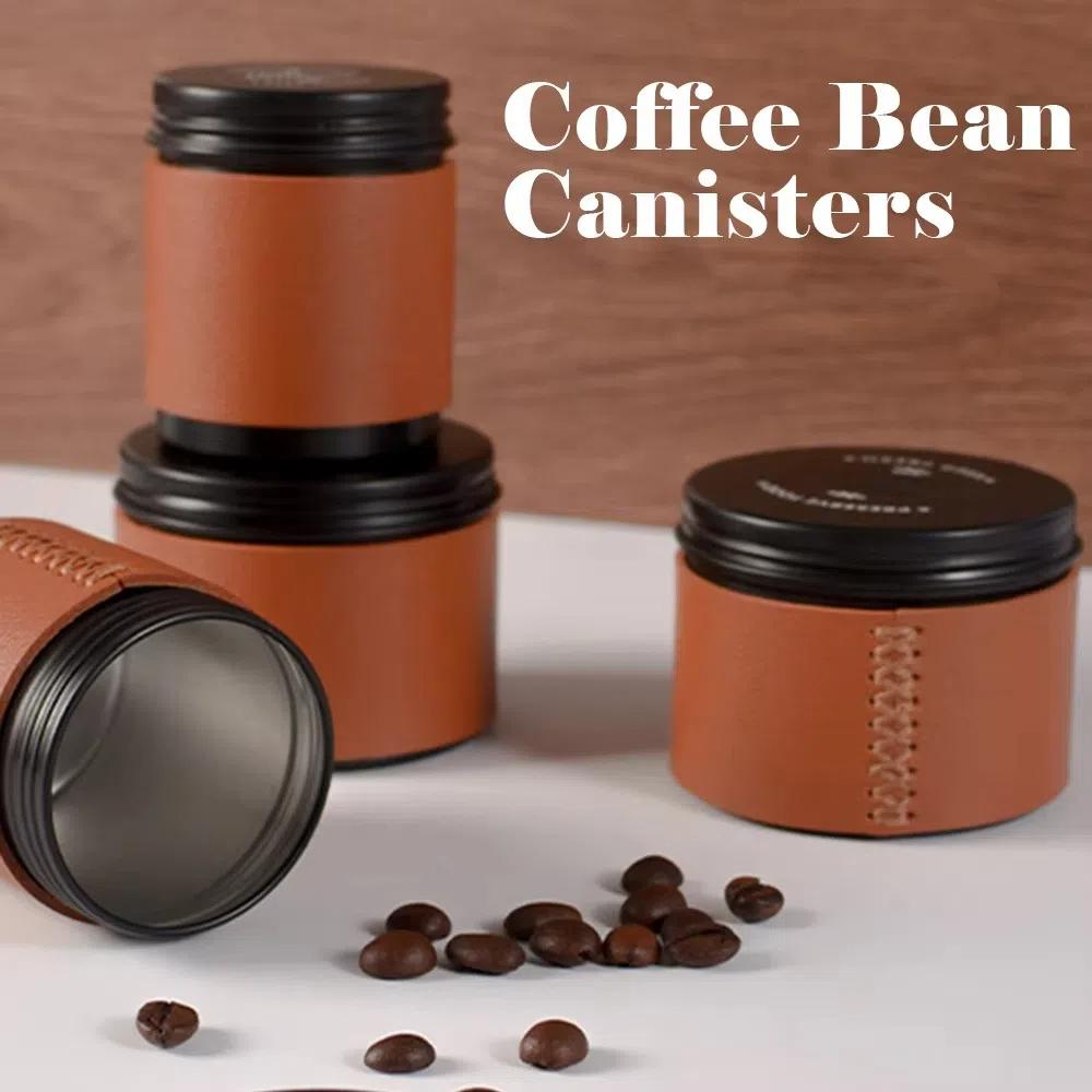Coffee Storage Tool Mini Coffee Bean Storage Jar Leather Case Moisture-proof Coffee Bean Airtight Cans Coffee Powder Sealed Jar