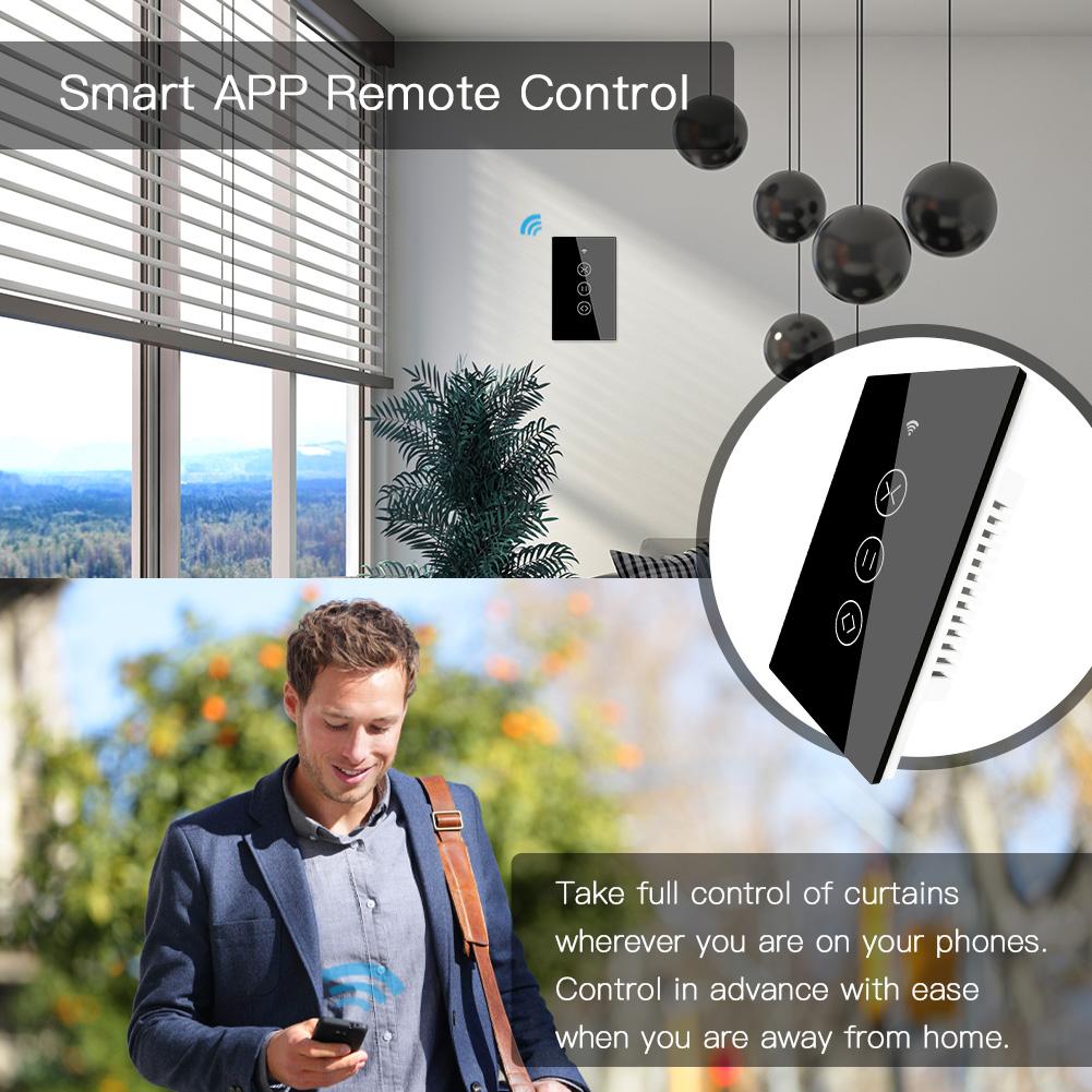US EU WiFi RF433 Smart Touch Curtain Roller Blinds Motor Switch Tuya Smart Life App Remote Control Works with Alexa Google Home