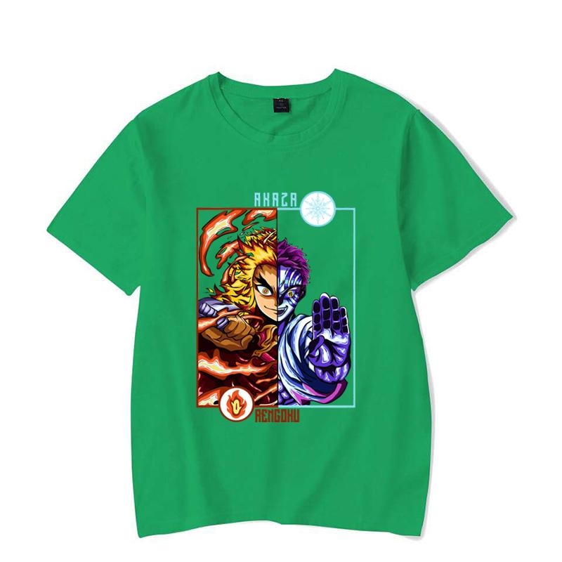 

New Rengoku Kyoujurou Akaza Graphic Print Shirt Women Men Summer T-shirt Short Sleeve Fashion Personality Streetwear Casual Tops 4XL