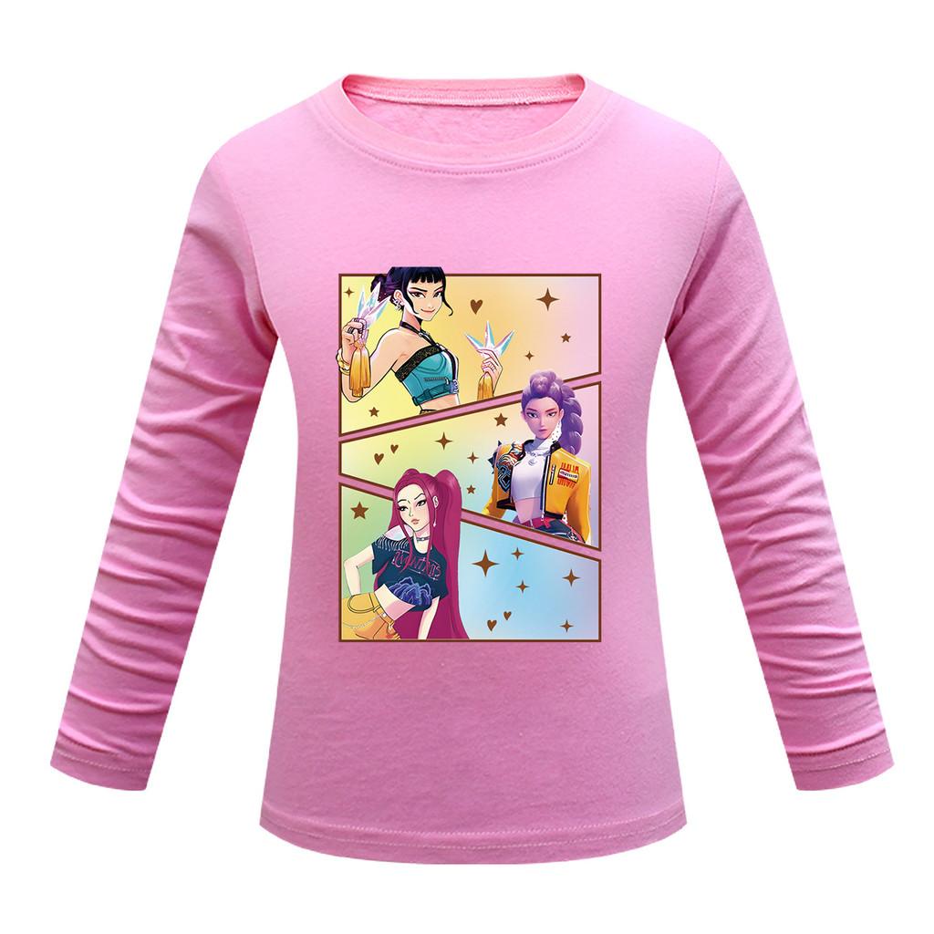Dětské Dívčí Anime Kreslené K-POP Rumi Zoey Mira Potištěné Ležérní Tričko s Dlouhým Rukávem Top