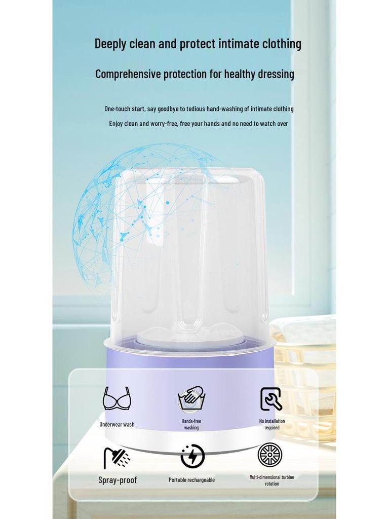 Portable Mini Automatic Washing Machine for Underwear and Socks with Wireless Charging