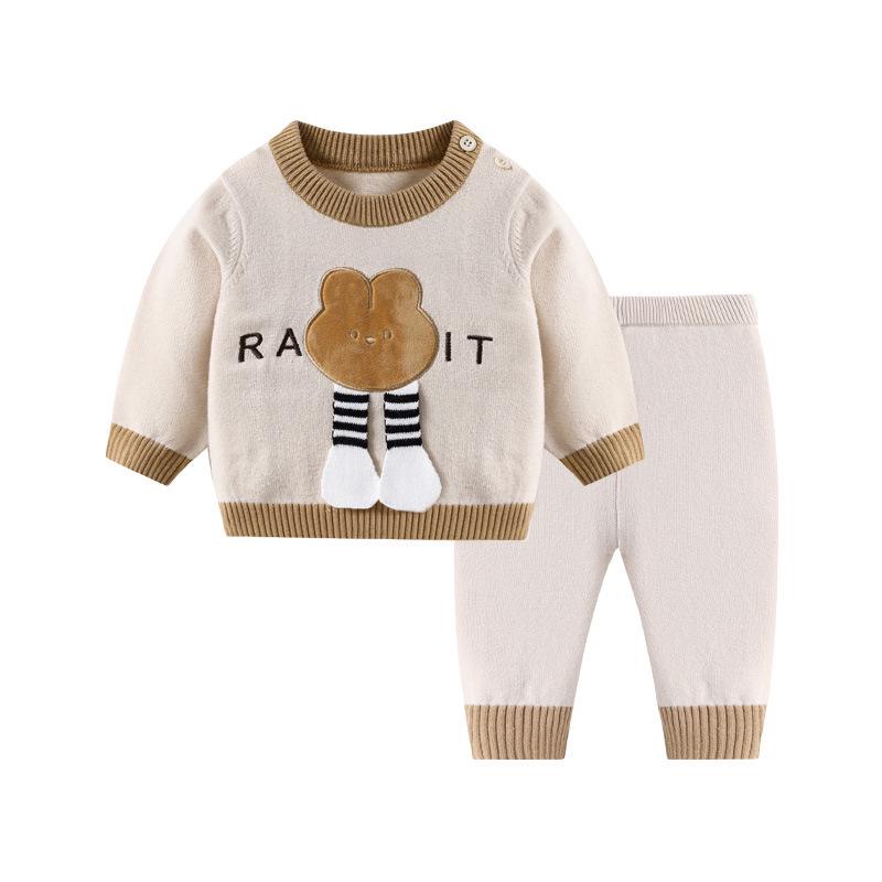 Spring & Autumn Knit Sweater Set - Girls' Fashionable Infant Outfit, 2025 New