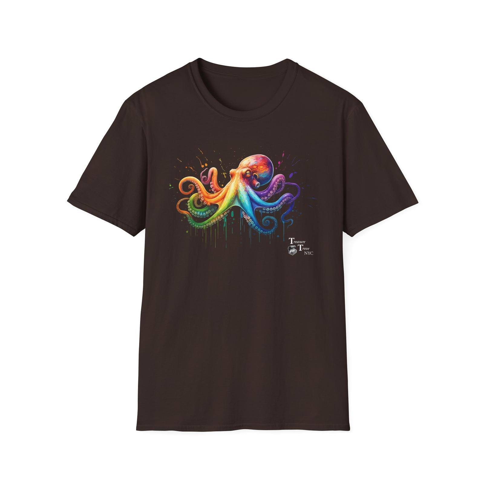 Psychedelic Rainbow Octopus for Colored T-shirt Design S разноцветный