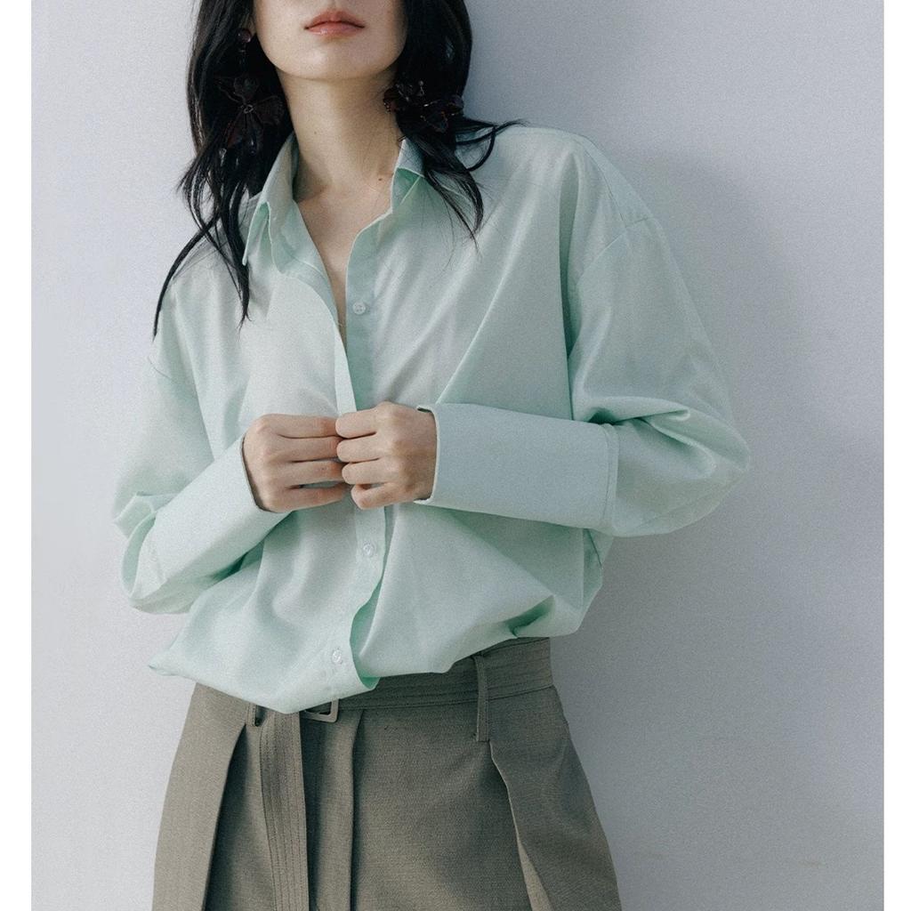 16SS Mint Mambo, stylish minimalist cool anti-wrinkle loose silhouette long-sleeved shirt women