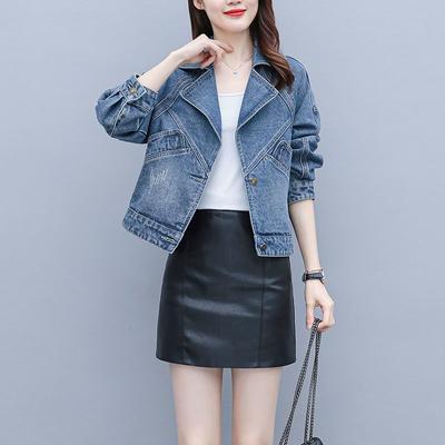Women's Spring and Autumn Lapel Button Section Thin Jacket Temperament Casual Short Denim Jacket