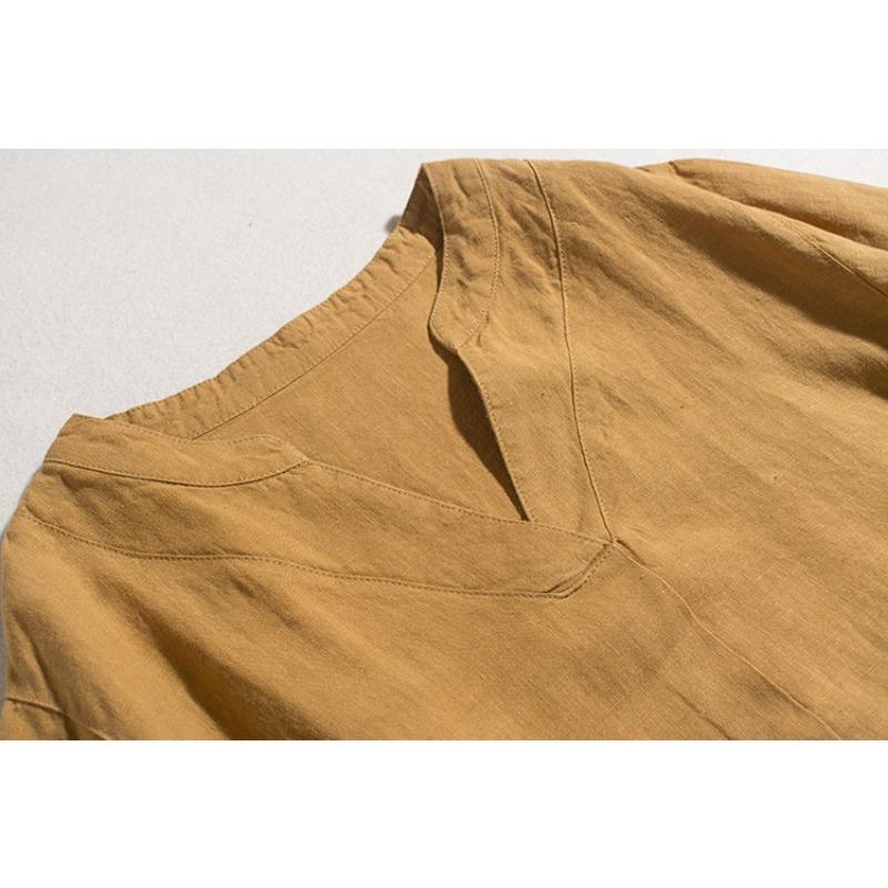 Retro Simple Loose Slim Collar Five-point Sleeve Dress Woman