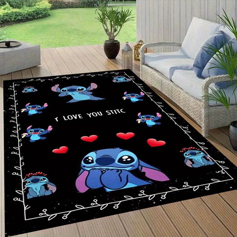 1pc Cute Stitch Pattern Area Rug Soft Flannel Floor Mat for Living Room,Office,Bedroom and Carpet,Sofa Coffee Table Floor Mat