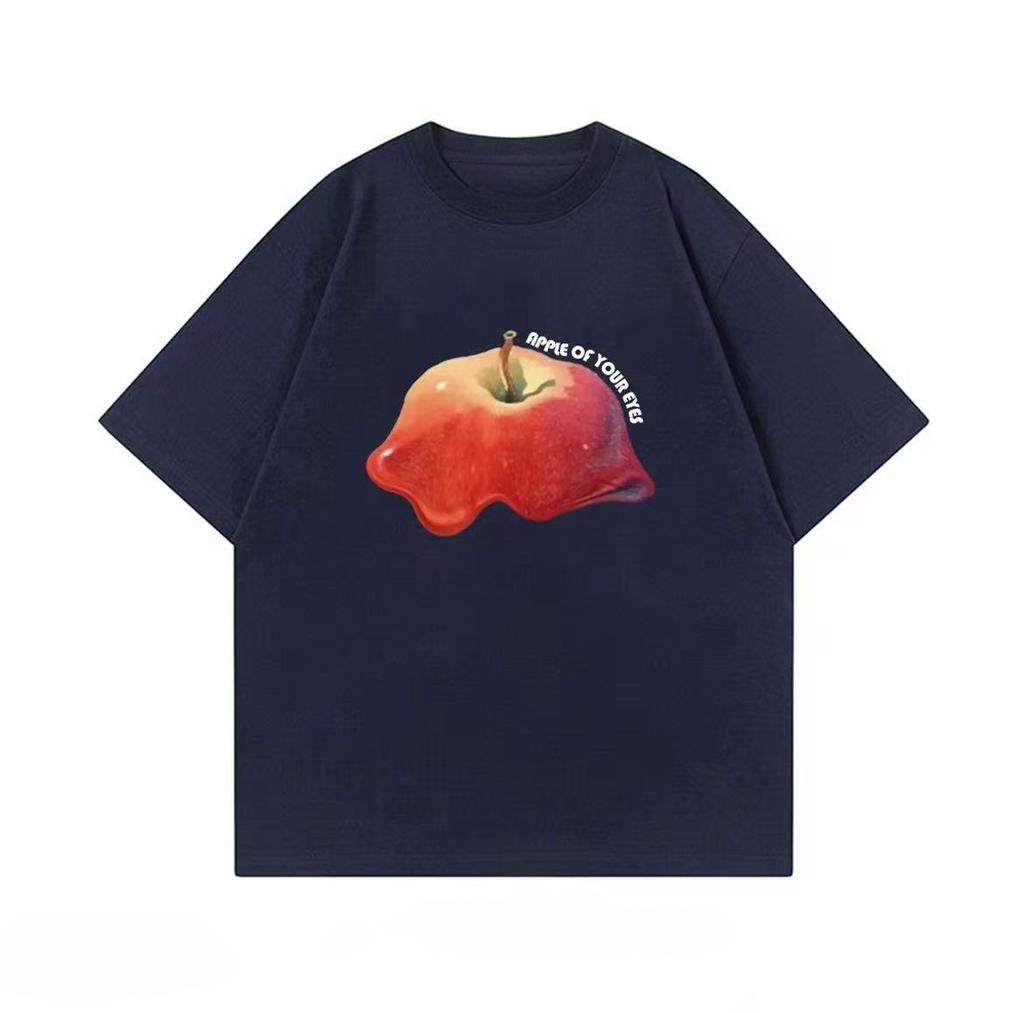 Melting Apple Apple Of Your Eyes Tshirt Unisex Women Aesthetic Fruit Graphic Tee Oversized Streetwear Cotton Casual Short Sleeve