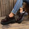 Lucyever Lackleder Oxford Schuhe Damen 2024 Punk Style Lace Up Plateauschuhe Damen College Style Dicke Sohle Studentenschuhe