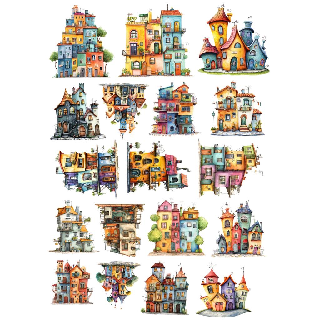 18/36pcs Creative Self-made Colorful Fairy Tale Town Scrapbooking Stickers/decorative /DIY Craft Photo Albums Planner Stickers