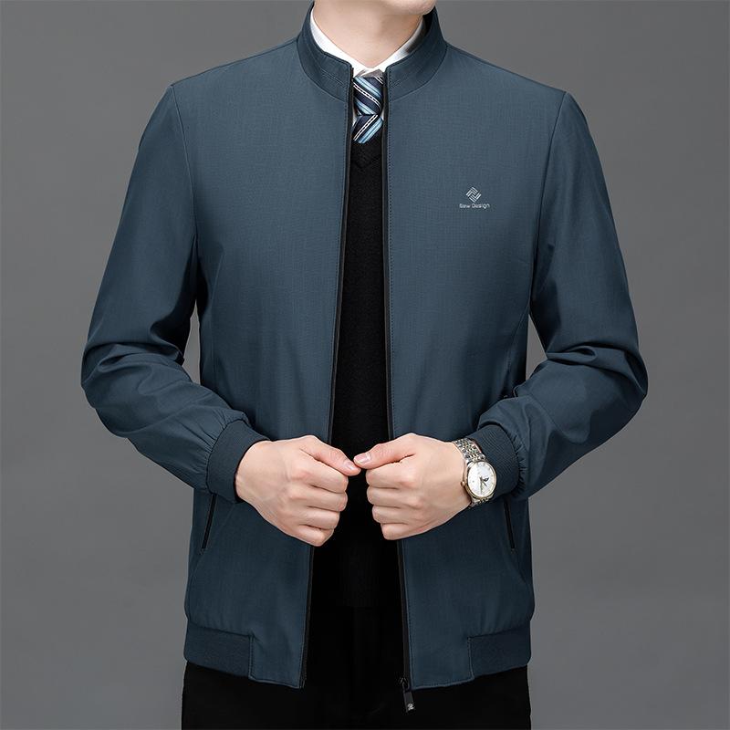 Stand-up Collar Jacket Men's Dad Clothing Spring and Autumn Korean Version Trendy New Middle-aged Formal Clothing Business Casual Jacket Men's