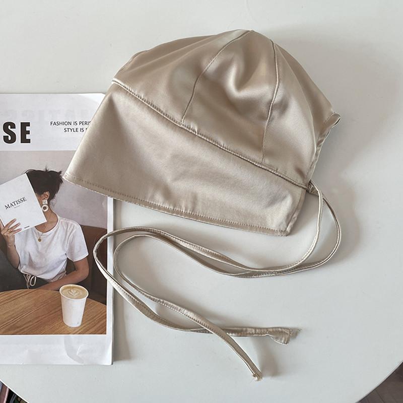 Spring Summer Women Girls Lolita Hat Victorian Bonnet Hat Vintage Maid Pumpkin Bucket Cap Satin Strap-on Fishermen Hat