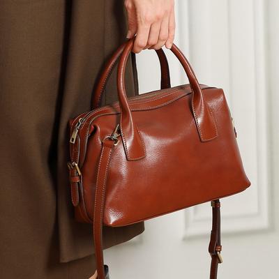 Genuine Leather Handbag Woman Oilwax Real Cow Leather Tote Bag Fashionable Ladies Shoulder or Messenger Bags