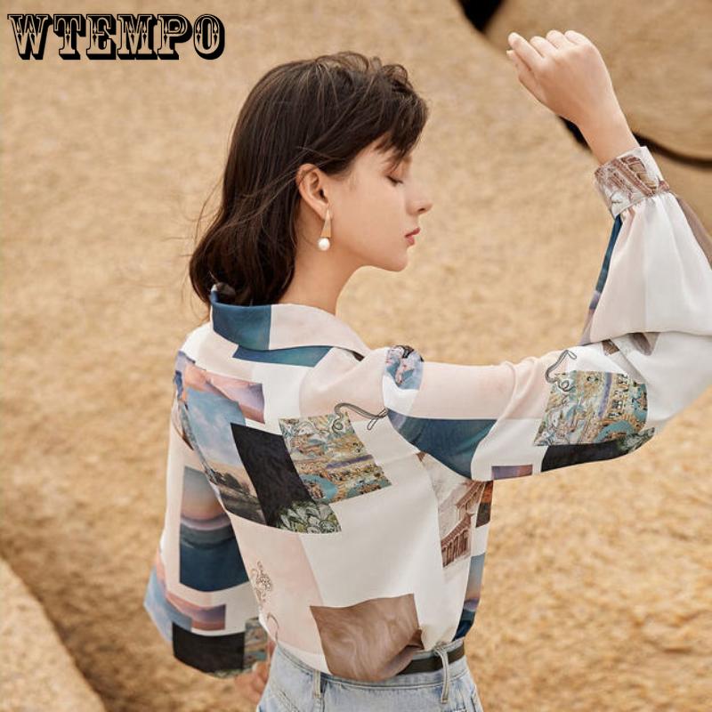 Spring and Autumn Women's Shirt Chiffon Shirt with Design Sense Small Number of Long Sleeves Vintage Style Top